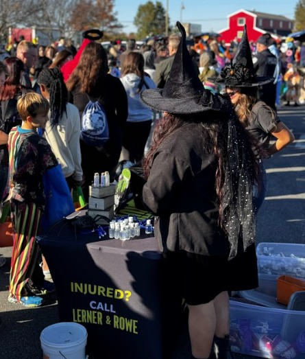 Handing out candy