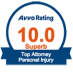 Avvo 10 rating Personal Injury